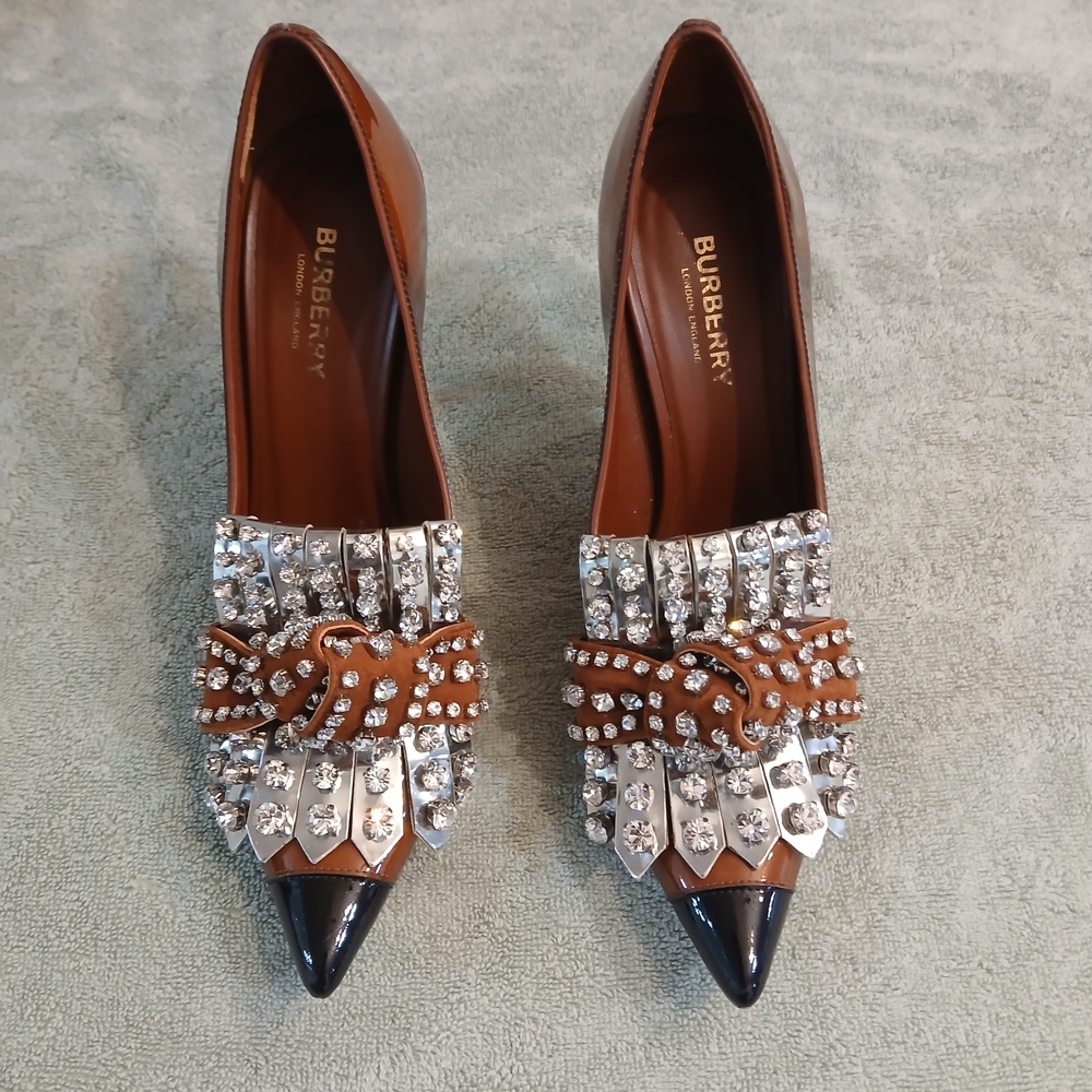 Burberry Brown and Black Embellished Women's Shoes